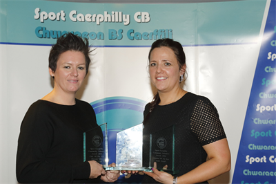 Ruth Winning the Sports Caerphilly 'Volunteer of the Year' Award - January 2016